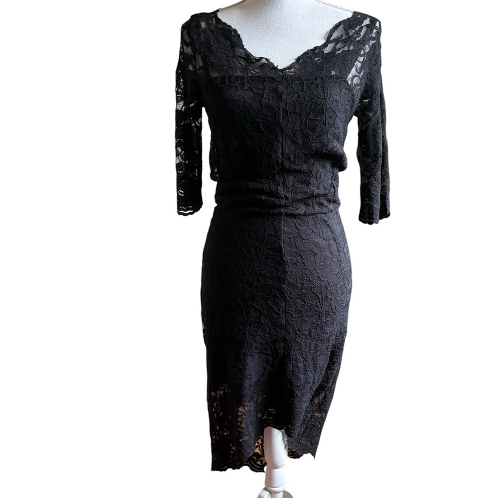 Bebe Black Textured Lace Top